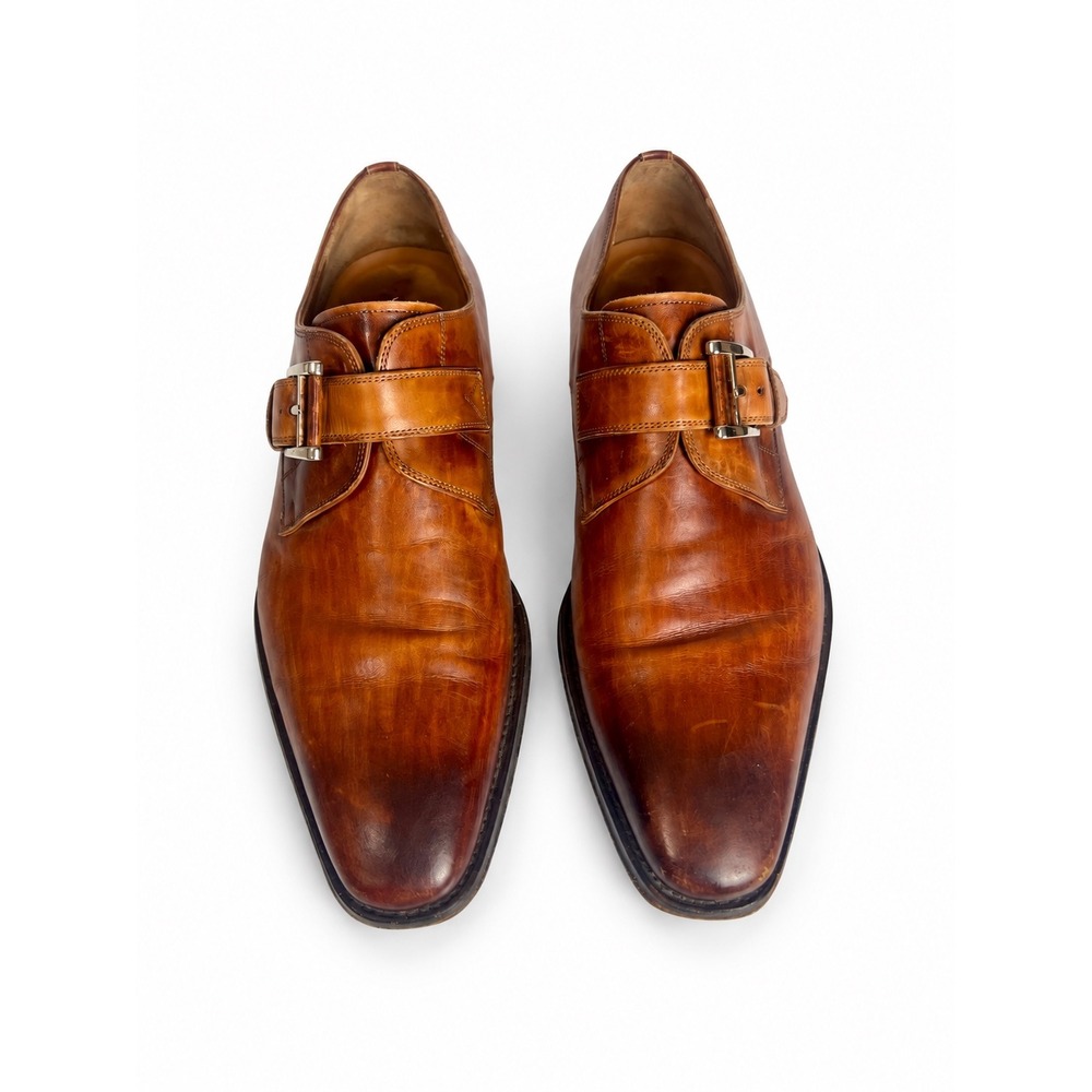 Magnanni 13276 Mens 7.5 M Brown Leather Single Monk Strap Dress Shoes